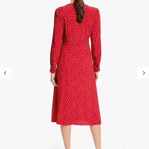 BODEN Elsie Button Spot Red Poinsettia Midi Dress - Picture 4 of 8